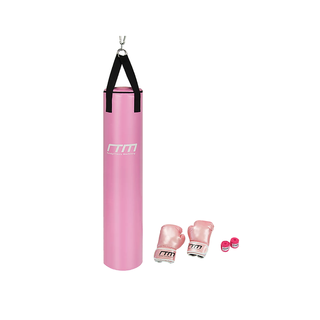 Randy & Travis Machinery Sports & Fitness 70lb Red Heavy Bag Kit Punching Boxing Bag Gloves Hand Wraps