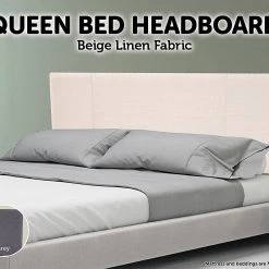 Palermo Queen Beige Linen Fabric Bed Headboard Bedhead Furniture