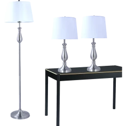 FactoryFast.com.au 3-Piece Lamp Set With Nickel Finish For Modern Home