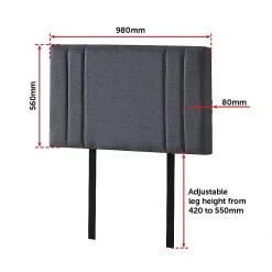 Palermo Furniture Grey Linen Fabric Single Deluxe Headboard Bedhead