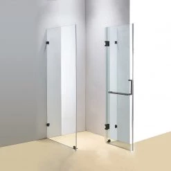 90 X 100cm Frameless 10mm Glass Shower Screen By Della Francesca BLACK Hinges/Brackets And SQUARE Handle DIY & Renovation