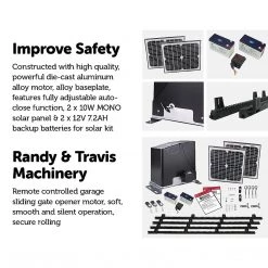 Randy & Travis Machinery 1000KG Auto Solar Slide Sliding Gate Opener Automatic W 4m Rail DIY & Renovation