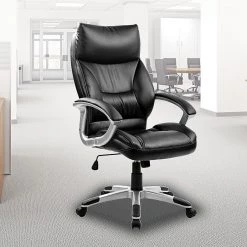 Palermo PU Leather Office Chair Executive Padded Black