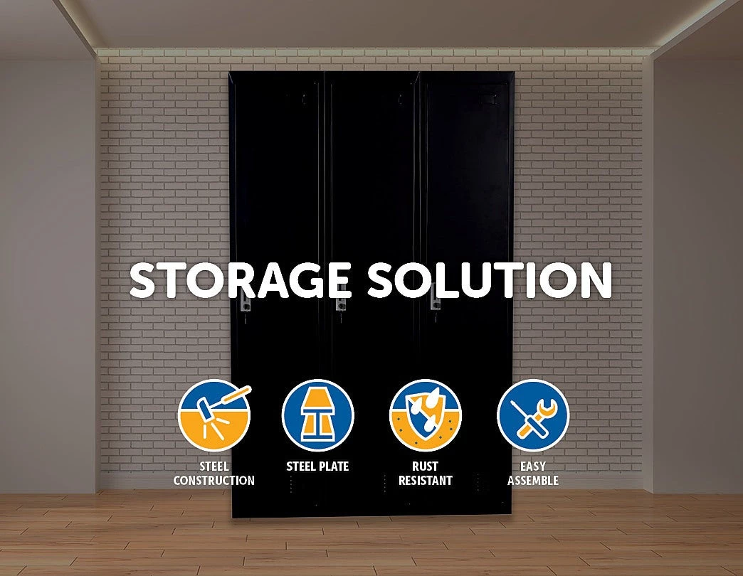 Salvatore Angelotti Three-Door Side By Side Office Gym Shed Storage Locker