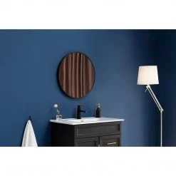 80cm Round Wall Mirror Bathroom Makeup Mirror By Della Francesca - Black