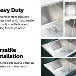 Brienz 810x505mm Handmade 1.5mm Stainless Steel Sink With Square Waste