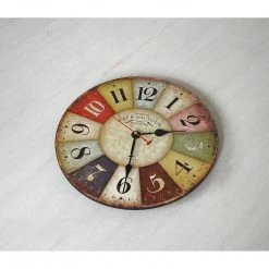Randy & Travis Machinery Home & Lifestyle Large Colourful Wall Clock Kitchen Office Retro Timepiece