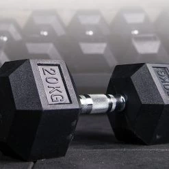 Randy & Travis Machinery Sports & Fitness 20kg Commercial Rubber Hex Dumbbell Gym Weight