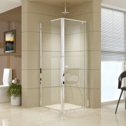 Della Francesca DIY & Renovation Front: (74~82) X 195cm Adjustable Semi Frameless Shower Screen In Chrome Side: (77~80) X 195cm