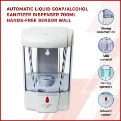 Randy & Travis Machinery Home & Lifestyle Automatic Liquid Soap/Alcohol Sanitizer Dispenser 700ML Hands-Free Sensor Wall