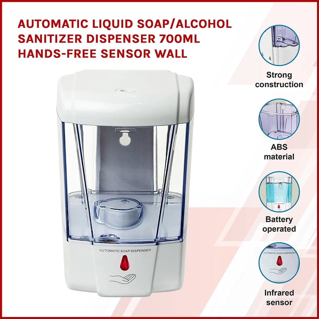Randy & Travis Machinery Home & Lifestyle Automatic Liquid Soap/Alcohol Sanitizer Dispenser 700ML Hands-Free Sensor Wall