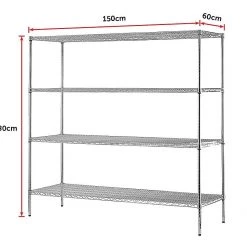 Palermo Modular Chrome Wire Storage Shelf 180 X 150 X 60cm Steel Shelving