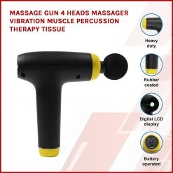 Randy & Travis Machinery Home & Lifestyle Massage Gun 4 Heads Massager Vibration Muscle Percussion Therapy Tissue