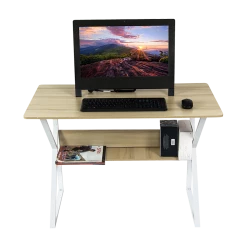 Randy & Travis Machinery Wood & Metal Computer Desk With Shelf Home Office Furniture