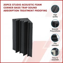 Randy & Travis Machinery Home & Lifestyle 20pcs Studio Acoustic Foam Corner Bass Trap Sound Absorption Treatment Proofing