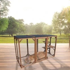Randy & Travis Machinery 180cm Large Cat Enclosure Wooden Outdoor Cage With 3 Platforms