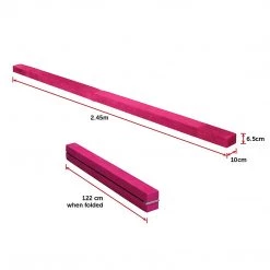 Randy & Travis Machinery 2.45m (8FT) Pink Gymnastics Folding Balance Beam In Synthetic Suede