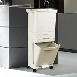 Randy & Travis Machinery 42L Rubbish Bin Waste Trash Can Pedal Recycling Kitchen Wheel 2 Compartment Home & Lifestyle