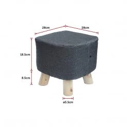 Randy & Travis Machinery Furniture Charcoal Fabric Ottoman Foot Stool Rest Pouffe Wood Padded Seat Squircle