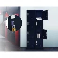 Salvatore Angelotti Black 4-Door Locker For Office Gym Shed School Home Storage - Padlock-operated