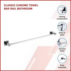 Della Francesca Classic Chrome Towel Bar Rail Bathroom DIY & Renovation