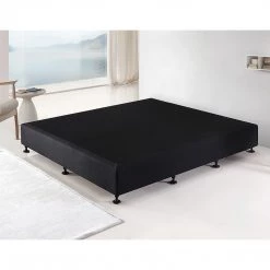 Furniture Palermo King Ensemble Bed Base Midnight Black Linen Fabric