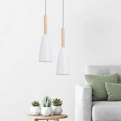 FactoryFast.com.au Home & Lifestyle White Pendant Lighting Kitchen Lamp Modern Pendant Light Bar Wood Ceiling Lights