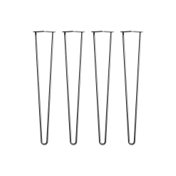 Della Francesca Set Of 4 Industrial Retro Hairpin Table Legs 12mm Steel Bench Desk - 71cm Black