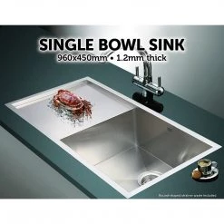 Brienz 960x450mm Stainless Steel Single Bowl Sink With Round Waste DIY & Renovation