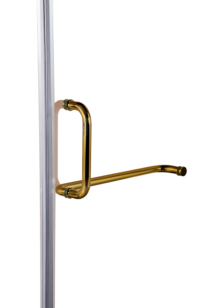 Della Francesca 90 X 200cm Wall To Wall Frameless Shower Screen In GOLD Hardware With ROUND Handle