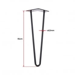 Della Francesca Set Of 4 Industrial Retro Hairpin Table Legs 12mm Steel Bench Desk - 41cm Black