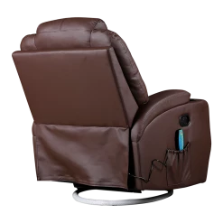 Palermo Brown Massage Sofa Chair Recliner 360 Degree Swivel PU Leather Lounge 8 Point Heated