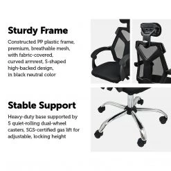 Randy & Travis Machinery Office Chair Gaming Computer Chairs Mesh Back Foam Seat - Black Furniture