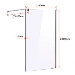 Della Francesca 110 X 200cm Frameless 10mm Safety Glass Shower Screen In Round CHROME DIY & Renovation