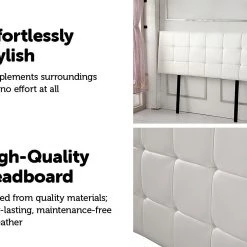 Palermo Furniture Queen PU Leather Bed Deluxe Headboard Bedhead - White