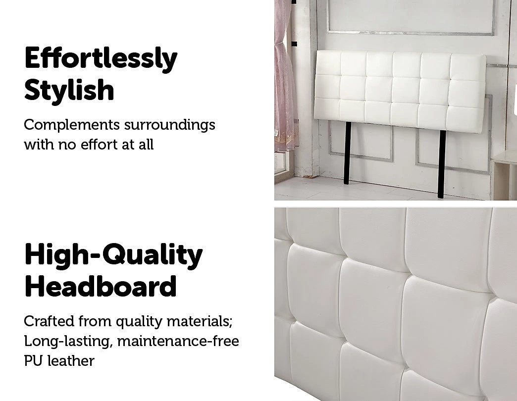 Palermo Furniture Queen PU Leather Bed Deluxe Headboard Bedhead - White