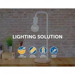 FactoryFast.com.au Home & Lifestyle Modern White Table Lamp Desk Light Timber Base Bedside Bedroom