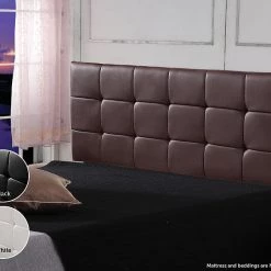 Palermo Double PU Leather Bed Deluxe Headboard Bedhead - Brown Furniture