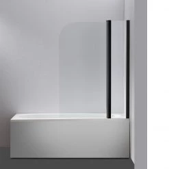 180° Black Pivot Door 6mm Safety Glass Bath Shower Screen By Della Francesca - 120 X 140cm