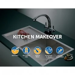 Brienz 960x450mm Stainless Steel Single Bowl Sink With Round Waste DIY & Renovation