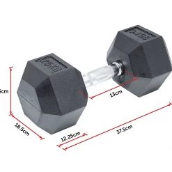 Randy & Travis Machinery 25kg Commercial Rubber Hex Dumbbell Gym Weight Sports & Fitness