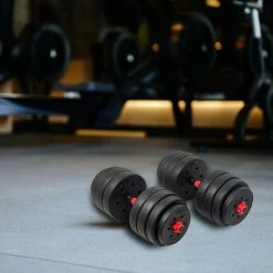 Randy & Travis Machinery 40kg Adjustable Rubber Dumbbell Set Barbell Home GYM Exercise Weights Sports & Fitness