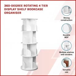 Randy & Travis Machinery Furniture 360-degree Rotating 4 Tier Display Shelf Bookcase Organiser