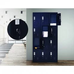 Salvatore Angelotti Furniture Black 12-Door Locker For Office Gym Shed School Home Storage - Standard Lock With 2 Keys