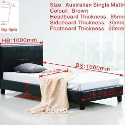 Palermo Furniture Single Bed Frame Brown PU Leather