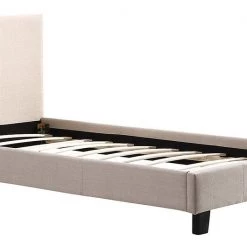 Palermo Single Bed Frame Beige Linen Fabric Furniture