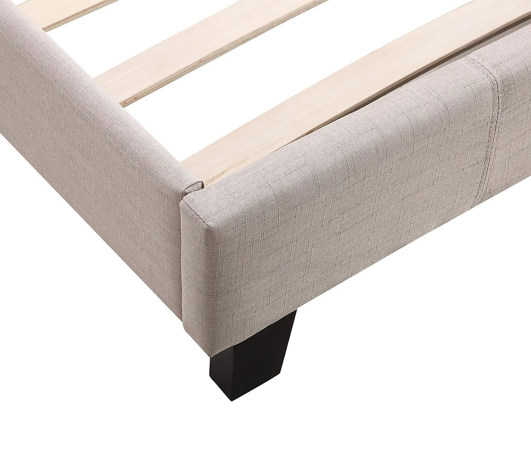 Palermo Single Bed Frame Beige Linen Fabric Furniture