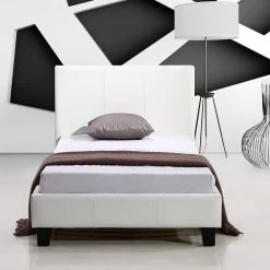 Palermo Single Bed Frame White PU Leather Furniture