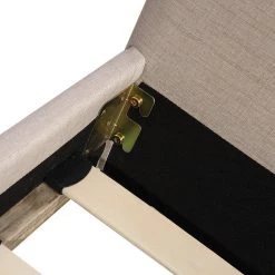 Palermo King Bed Frame Beige Linen Fabric Furniture