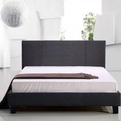 Palermo Furniture Double Bed Frame Grey Linen Fabric